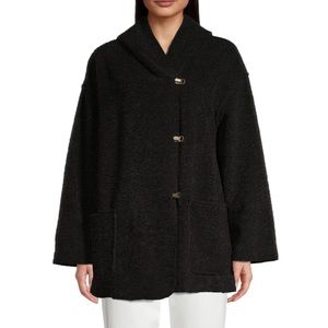 MAX STUDIO Black Faux Fur Hooded Teddy Coat